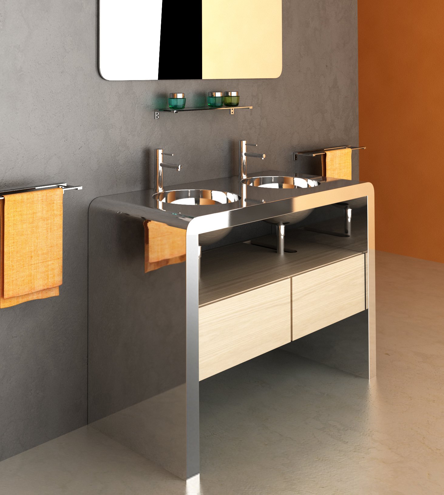 Stainless Steel Hotel Bathroom Furniture