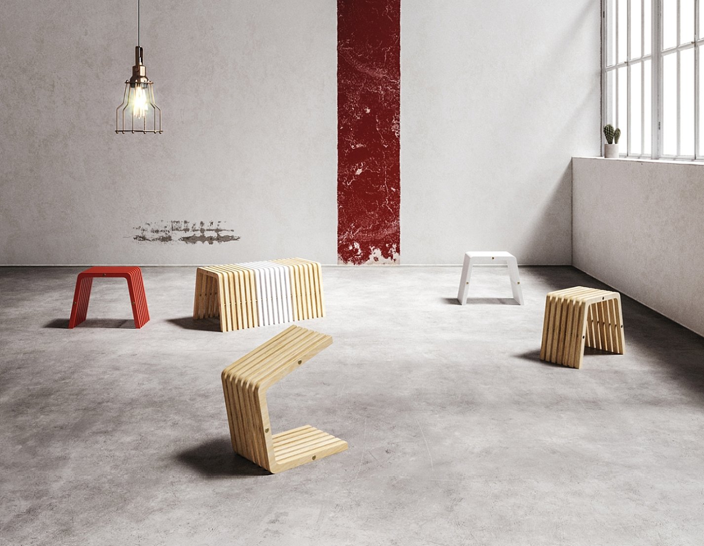 Sustainable Hotel Furniture / Wooden Hotel Stools / Scandinavian Hotel Furniture