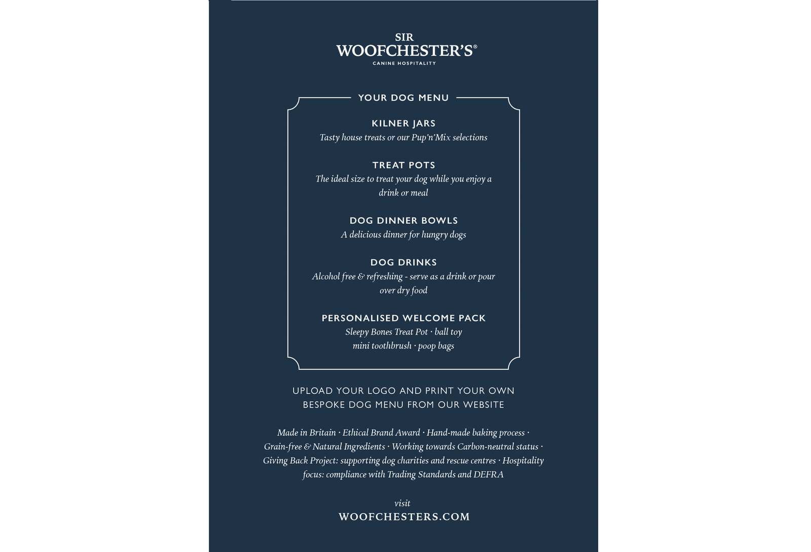 Luxury Dog Treat Menus